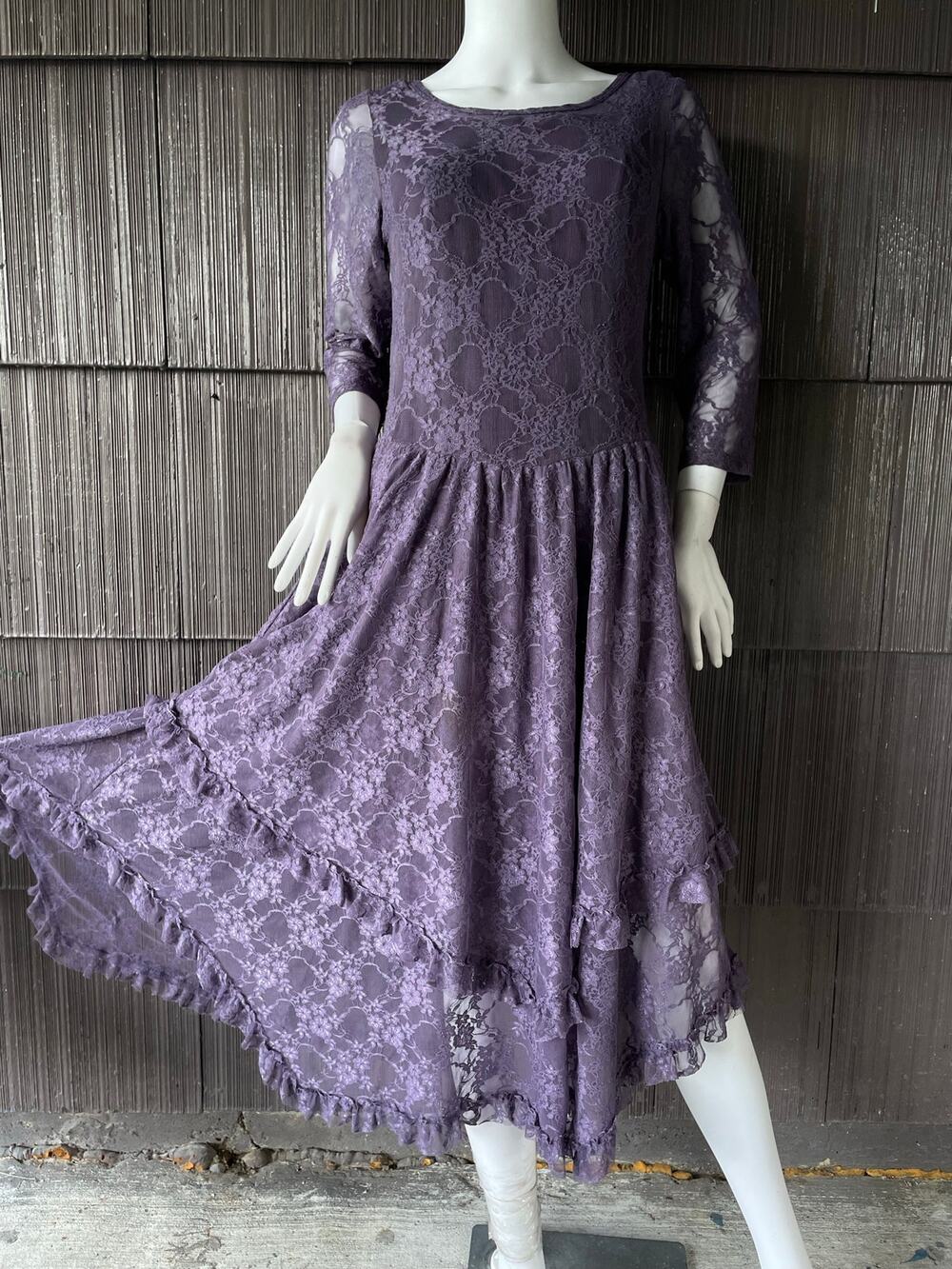 🔥Rod’s Made In USA purple lace asymmetrical midi dress western Whimsigoth  boho